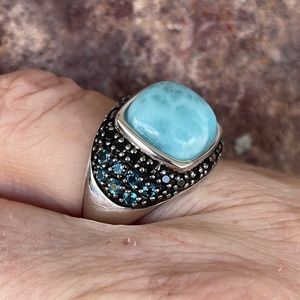 Pangea Mines Sterling Larimar,Spinel,Topaz ring -9